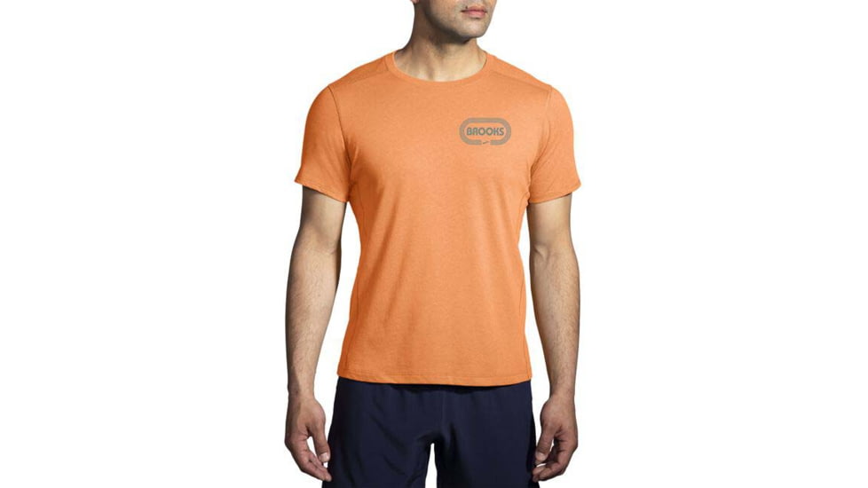 Brooks Distance Short Sleeve 2.0 - Mens, Live Wire/Miles of Fun, XS, 211453834.020