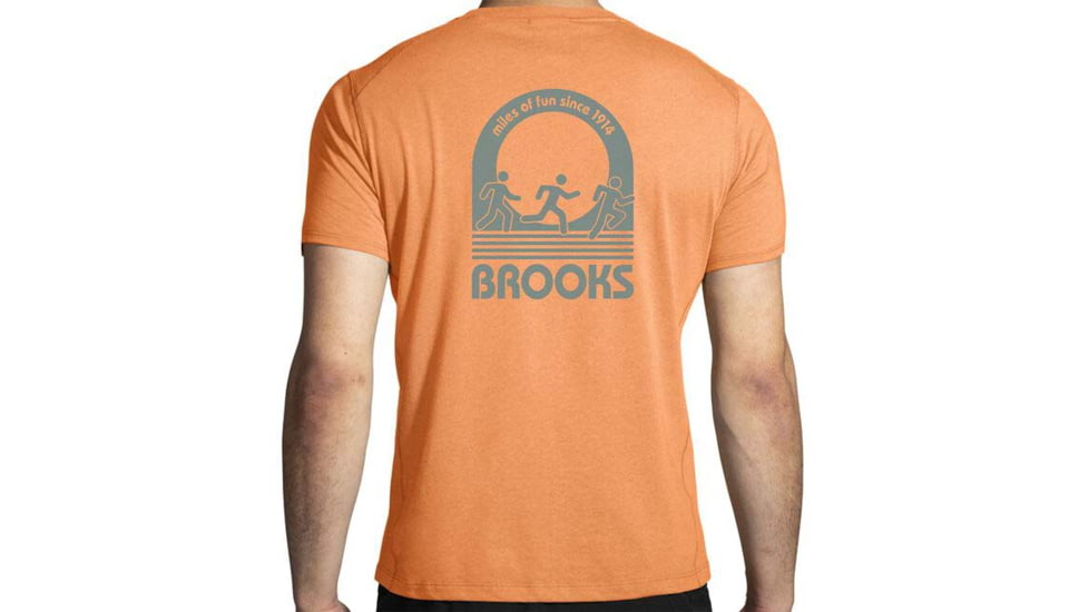 Brooks Distance Short Sleeve 2.0 - Mens, Live Wire/Miles of Fun, XS, 211453834.020