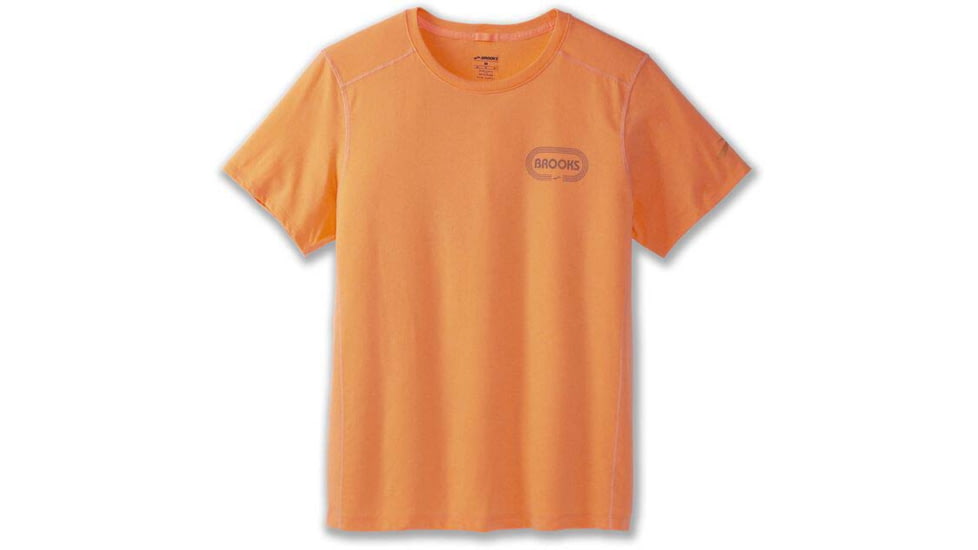 Brooks Distance Short Sleeve 2.0 - Mens, Live Wire/Miles of Fun, XS, 211453834.020