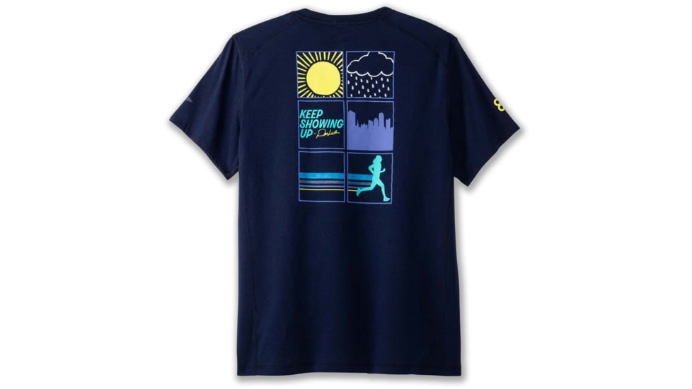 Brooks Distance Short Sleeve 2.0 - Mens, Navy Des Boston 23, XL, 211469493.040