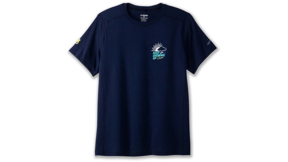 Brooks Distance Short Sleeve 2.0 - Mens, Navy Des Boston 23, XL, 211469493.040