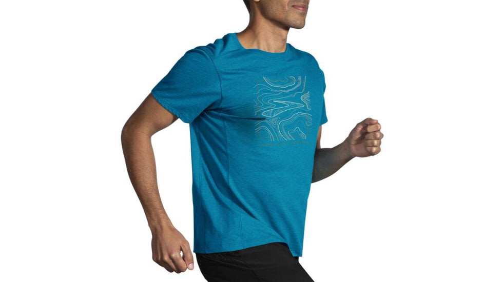 Brooks Distance Short Sleeve 2.0 - Mens, Pacific/BR Trail Run, S, 211453498.025