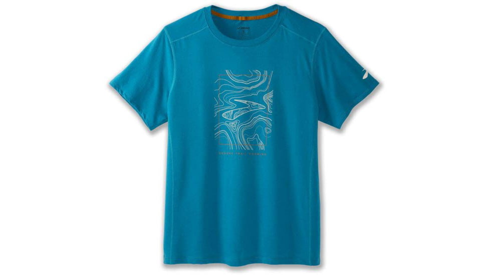 Brooks Distance Short Sleeve 2.0 - Mens, Pacific/BR Trail Run, S, 211453498.025