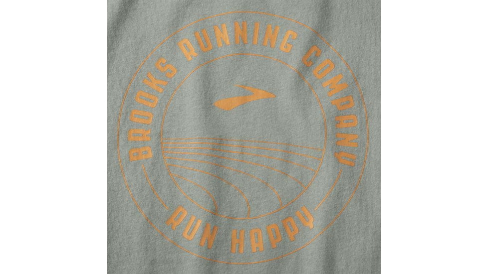 Brooks Distance Short Sleeve 2.0 - Mens, Pebble/Run Happy Track, S, 211453359.025