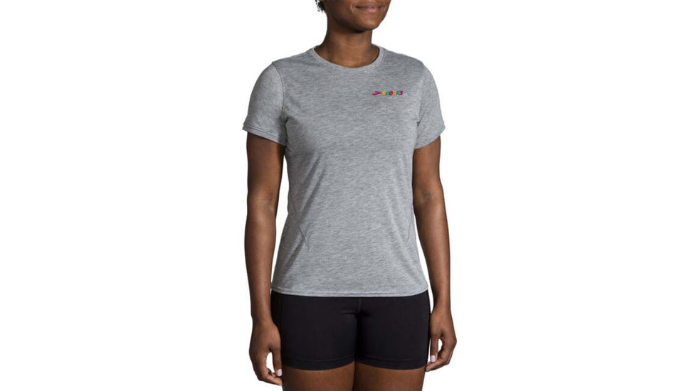 Brooks Distance Short Sleeve 2.0 - Womens, Htr Ash/Brooks Multi, XXL, 221614029.045