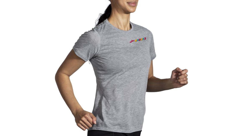 Brooks Distance Short Sleeve 2.0 - Womens, Htr Ash/Brooks Multi, XXL, 221614029.045