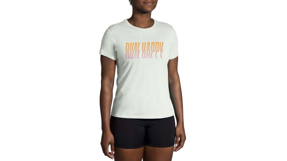 Brooks Distance Short Sleeve 2.0 - Womens, Htr Cool Mint/Run Happy, S, 221614313.025