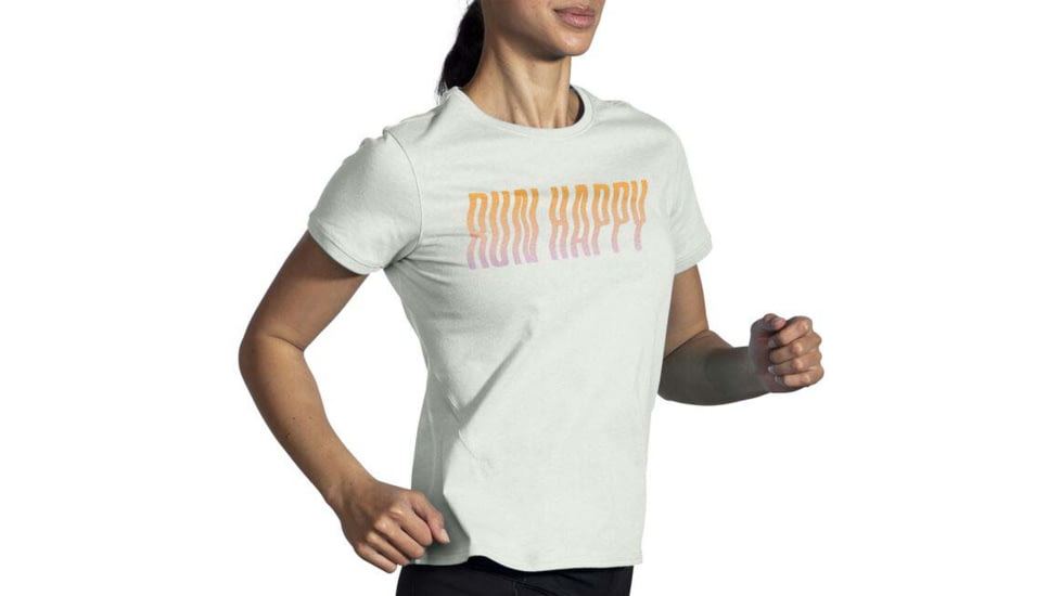 Brooks Distance Short Sleeve 2.0 - Womens, Htr Cool Mint/Run Happy, S, 221614313.025