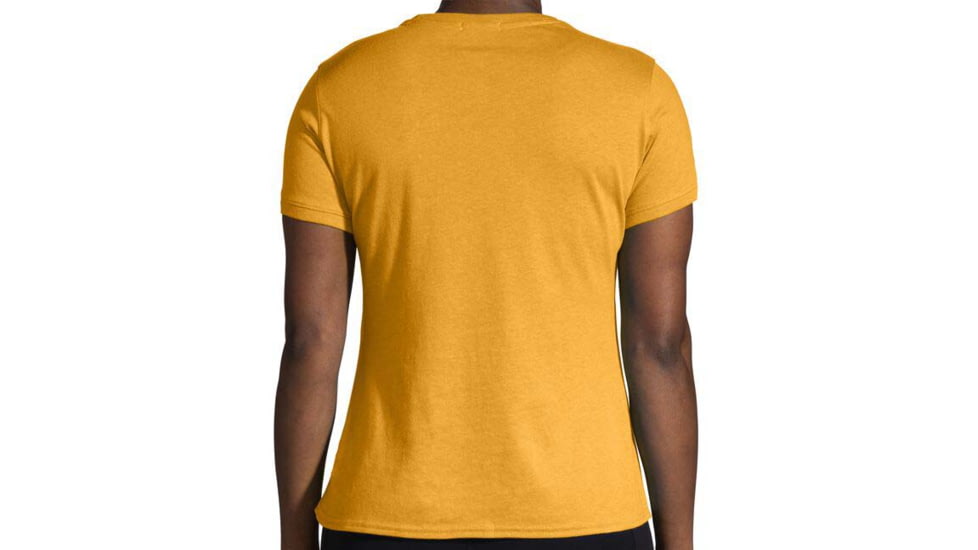 Brooks Distance Short Sleeve 2.0 - Womens, Htr Sun Glow/Run Icons, XS, 221614899.020