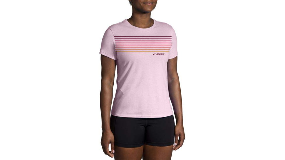 Brooks Distance Short Sleeve 2.0 - Womens, Quartz/Gradient Stripe, XXL, 221614677.045