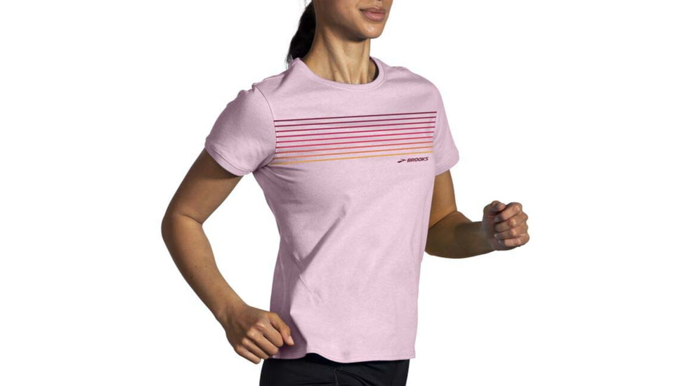Brooks Distance Short Sleeve 2.0 - Womens, Quartz/Gradient Stripe, XXL, 221614677.045
