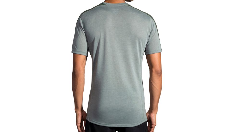 Brooks Distance Short Sleeve - Mens, Heather Balsam/Aspen, XL, 211213377.04