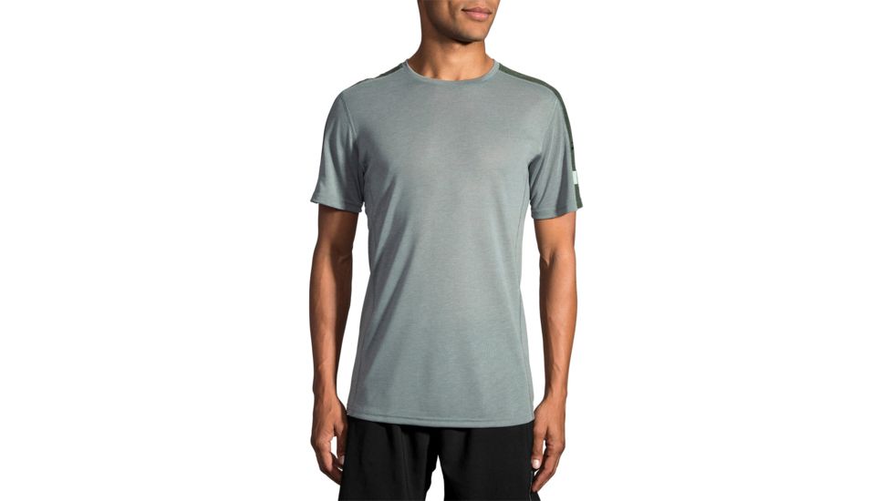Brooks Distance Short Sleeve - Mens, Heather Balsam/Aspen, XL, 211213377.04