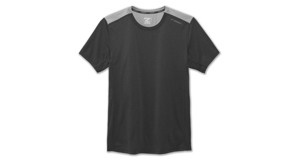 Brooks Distance Short Sleeve Running Shirt - Men's-Heather Black/Heather Sterling-X-Large