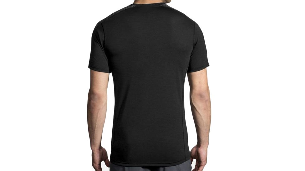 Brooks Distance Short Sleeve Running Shirt - Mens, Black/Black Static, Large, 211213087.035