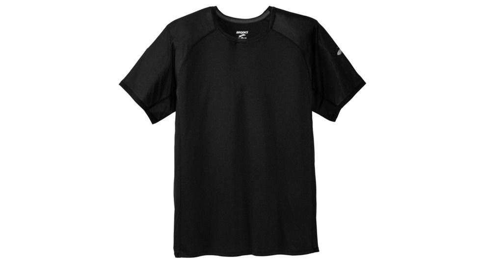 Brooks Distance Short Sleeve Running Shirt - Mens, Black/Black Static, Medium, 211213087.030