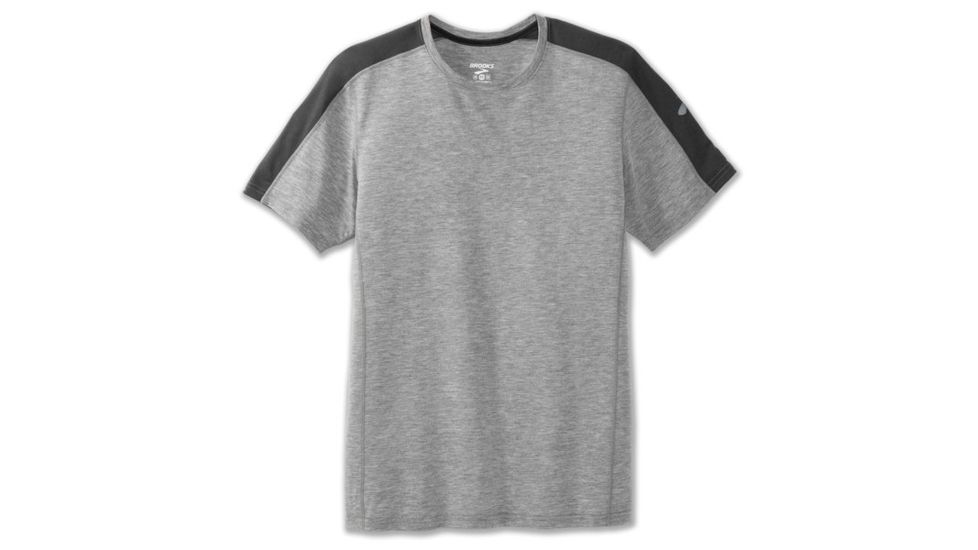 Brooks Distance Short Sleeve Running Shirt - Mens, Heather Ash/Asphalt, Large, 211213024.035