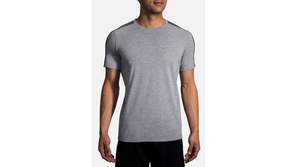Brooks Distance Short Sleeve Running Shirt - Mens, Heather Ash/Asphalt, Large, 211213024.035
