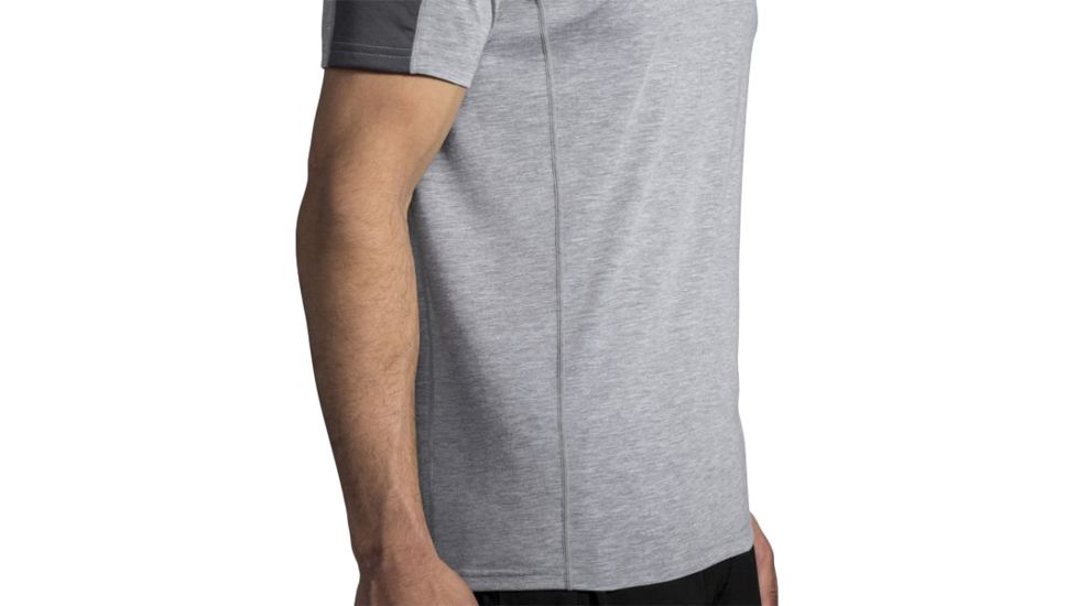 Brooks Distance Short Sleeve Running Shirt - Mens, Heather Ash/Asphalt, Medium, 211213024.030