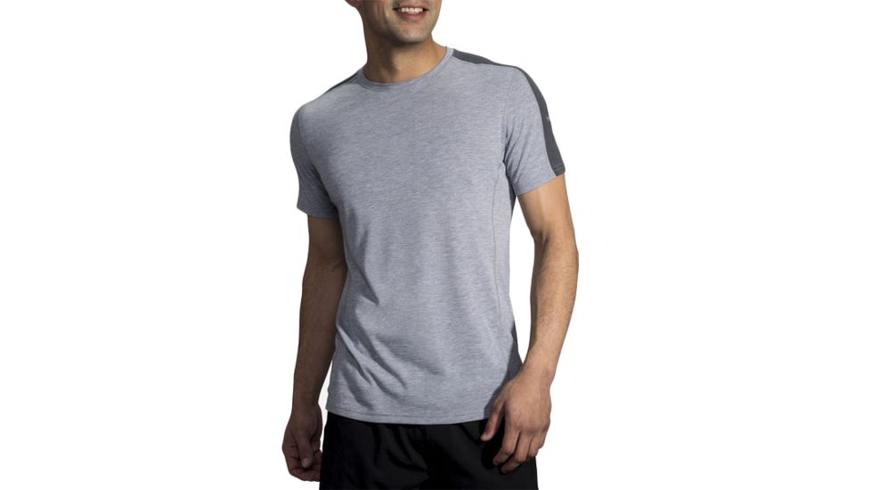 Brooks Distance Short Sleeve Running Shirt - Mens, Heather Ash/Asphalt, Medium, 211213024.030