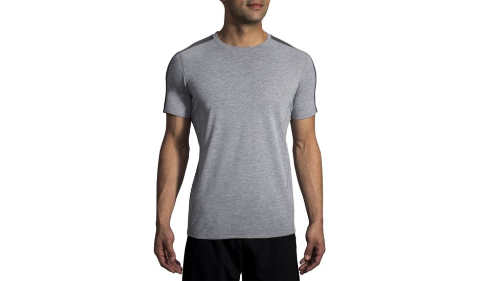 Brooks Distance Short Sleeve Running Shirt - Mens, Heather Ash/Asphalt, Medium, 211213024.030