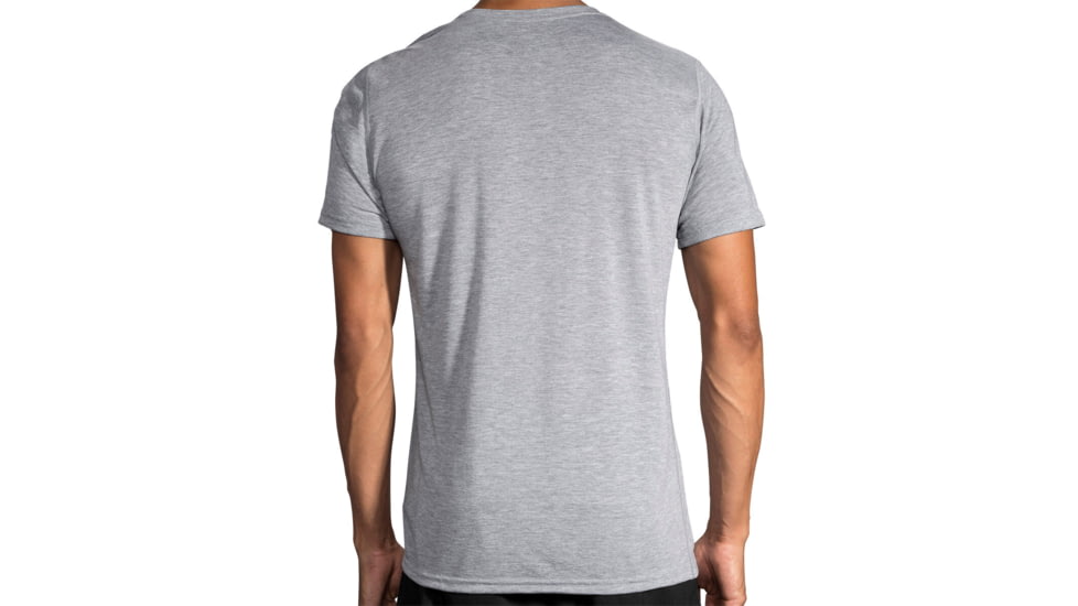 Brooks Distance Short Sleeve Running Shirt - Mens, Heather Ash/Run Cross, M, 211232015.03