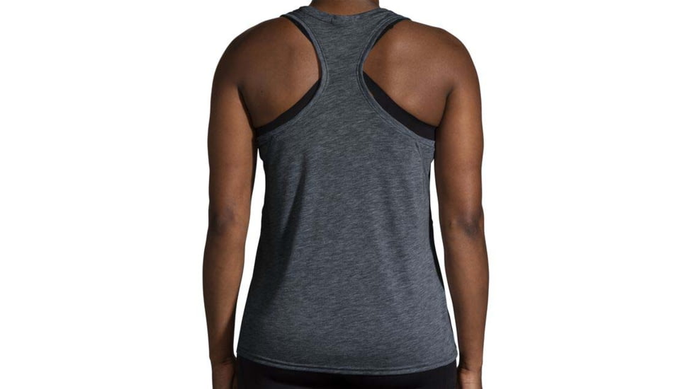 Brooks Distance Tank 2.0 - Womens, Htr Asphalt/Run Lucky, L, 221606040.035