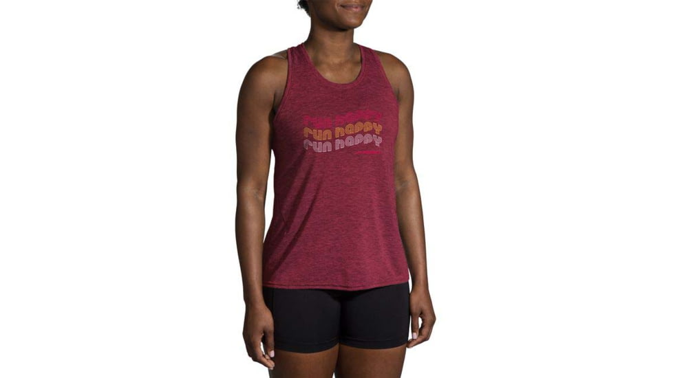 Brooks Distance Tank 2.0 - Womens, Htr Razzmatazz/Run Happy, L, 221606696.035
