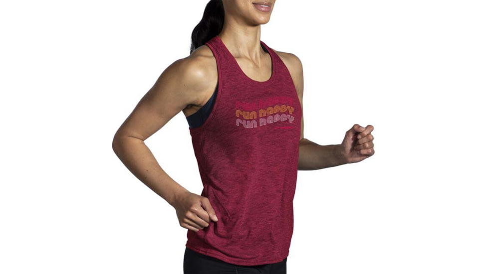 Brooks Distance Tank 2.0 - Womens, Htr Razzmatazz/Run Happy, L, 221606696.035