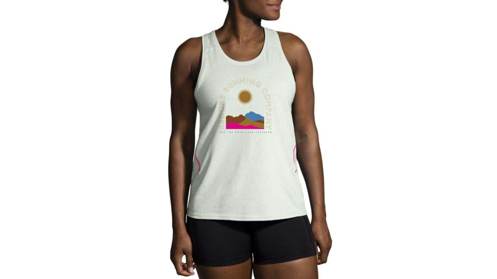 Brooks Distance Tank 2.0 - Womens, Mist/Ochre/Sunrise Scenic, S, 221606325.025