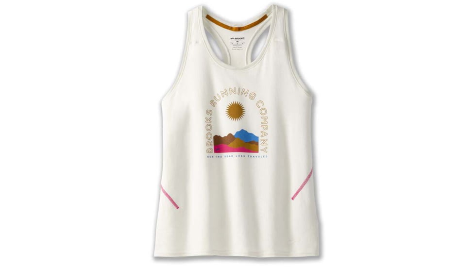 Brooks Distance Tank 2.0 - Womens, Mist/Ochre/Sunrise Scenic, S, 221606325.025