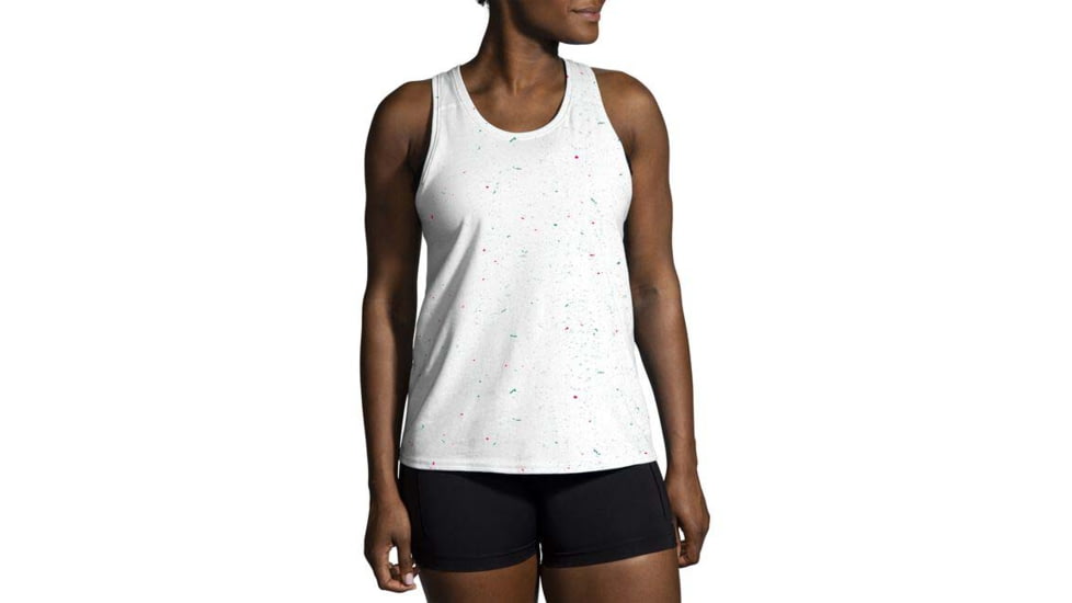 Brooks Distance Tank 2.0 - Womens, White Speckle Print, XS, 221606150.020