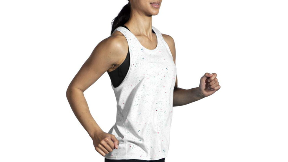 Brooks Distance Tank 2.0 - Womens, White Speckle Print, XS, 221606150.020