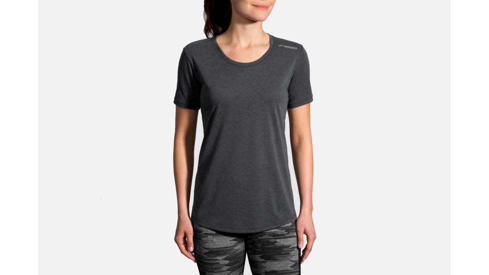 Brooks Distance Women's Running Short Sleeve Shirt, Heather Asphalt, Medium 221259-Heather Asphalt-M