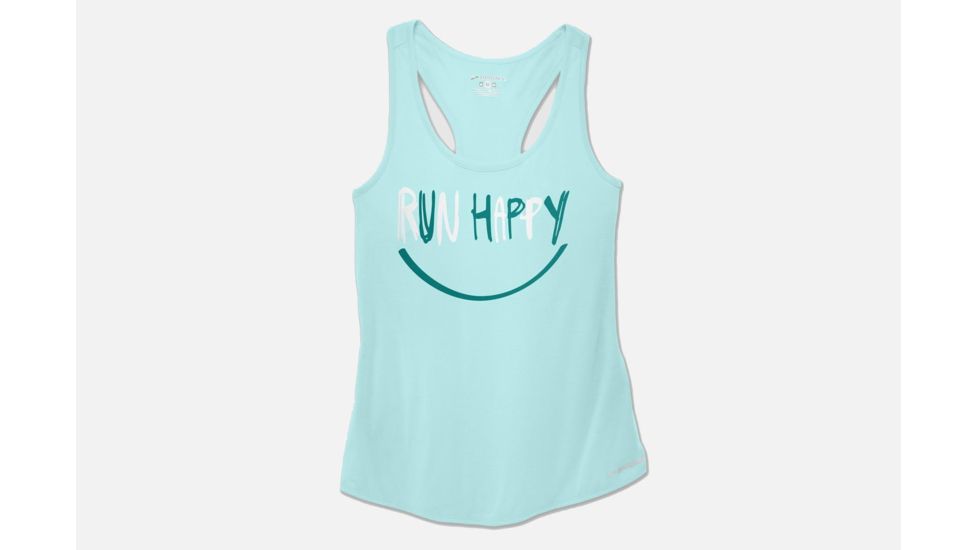 Brooks Distance Women's Tank, Pool/Ocean Smile Run Happy, 2XL 221260-Pool/Ocean Smile Run Happy-XXL