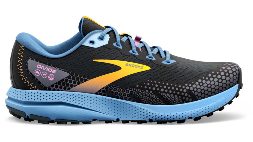 Brooks Divide 3 Running Shoes - Womens, Medium, Black/Blue/Yellow, 9.5, 1203681B096.095
