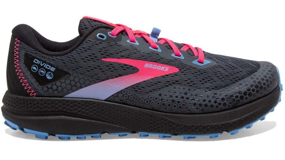 Brooks Divide 3 Running Shoes - Womens, Medium, Ebony/Black/Diva Pink, 8.0, 1203681B057.080