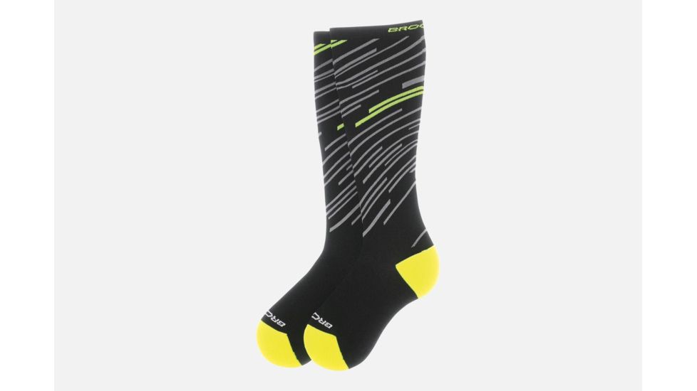 Brooks Fanatic Compression Sock, Black/Nightlife, Black/Nightlife, Large 741546-Black/Nightlife-L