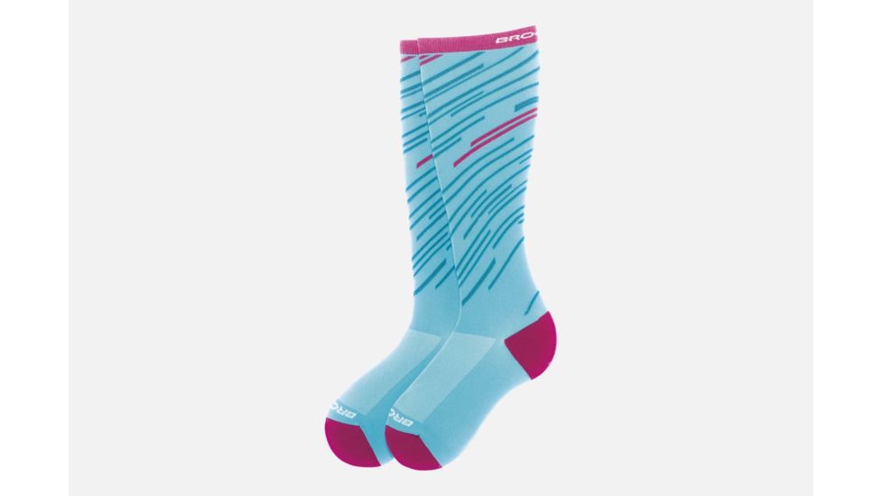 Brooks Fanatic Compression Sock, Turquoise/Fuschia, Turquoise/Fuschia, Large 741546-Turquoise/Fuschia-L