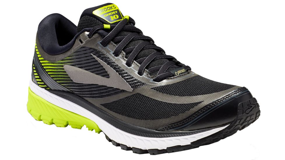 Brooks Ghost 10 GTX Road Running Shoe - Men's-Black/Ebony/Lime Popsicle-Medium-8.5