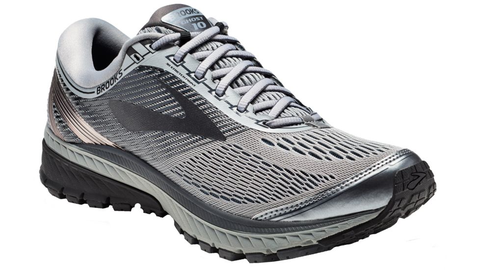 Brooks Ghost 10 Road Running Shoe - Men's-Primer Grey/Metallic Charcoal/Ebony-Medium-8.5