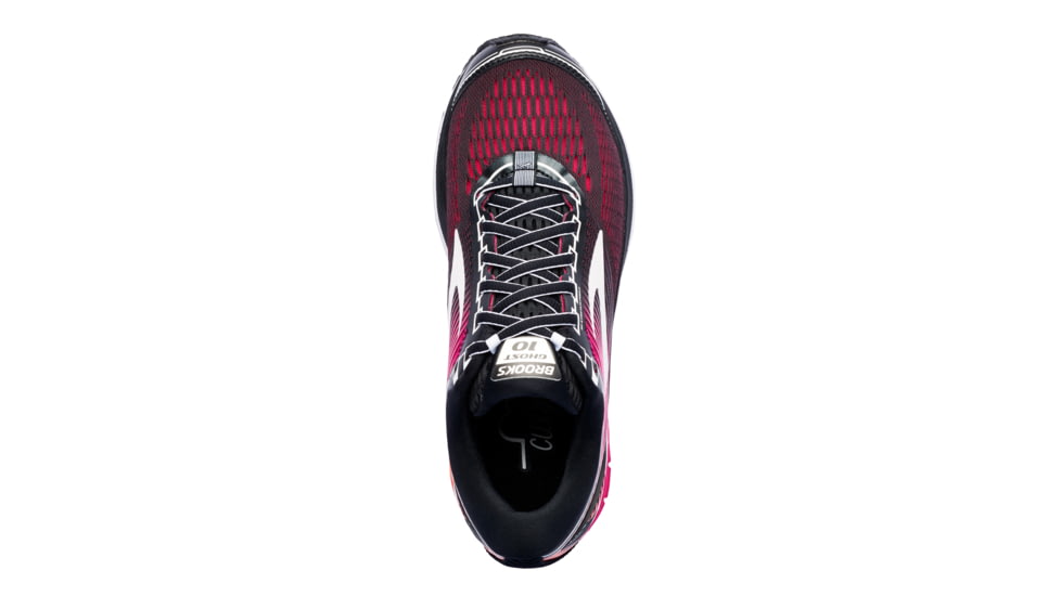 Brooks Ghost 10 Women's Road Running Shoe, Black/Pink Peacock/Living Coral, 120246 067