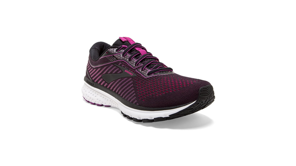 Brooks Ghost 12 Road Running Shoe - Womens, Black/Hollyhock/Pink, Medium, 11.0, 1203051B063.110