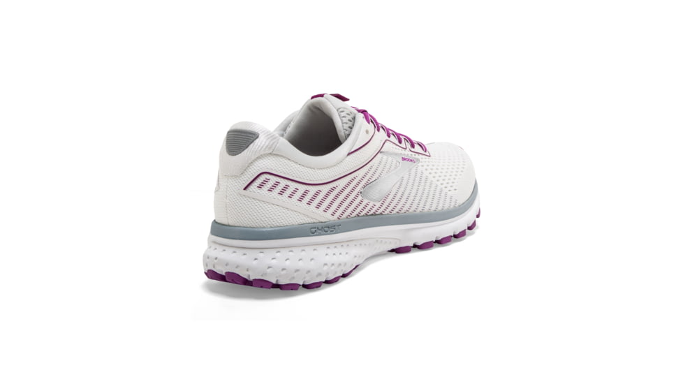 Brooks Ghost 12 Road Running Shoe - Womens, White/Grey/Hollyhock, Medium, 5.0, 1203051B186.050