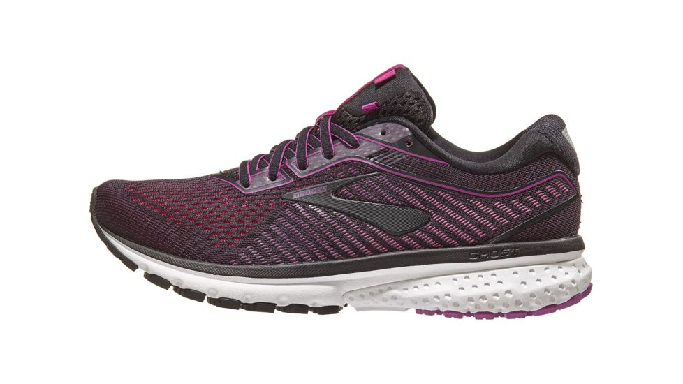 Brooks Ghost 12 - Womens, Black/Hollyhock/Pink, Medium, 6.0, 1203051B063.060