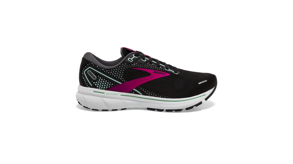 Brooks Ghost 14 Shoes - Womens, Black/Pink/Yucca, 10.5 US, Regular, 1203561B013.105