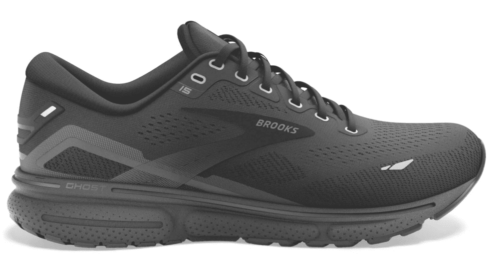 Brooks Ghost 15 Running Shoes - Mens, Extra Wide, Black/Black/Ebony, 8.5, 1103934E020.085