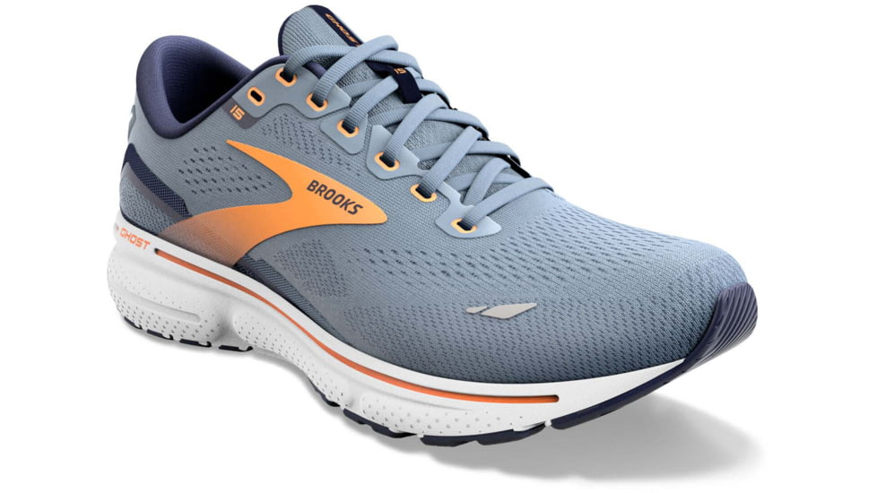 Brooks Ghost 15 Running Shoes - Mens, Flintstone/Peacoat/Orange Pop, 8.5, 1103931D417.085