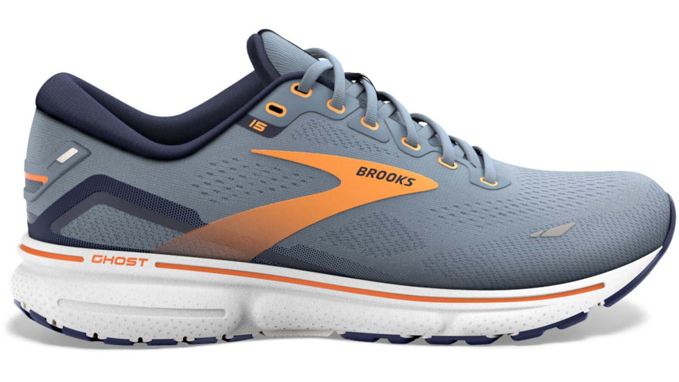Brooks Ghost 15 Running Shoes - Mens, Flintstone/Peacoat/Orange Pop, 8.5, 1103931D417.085