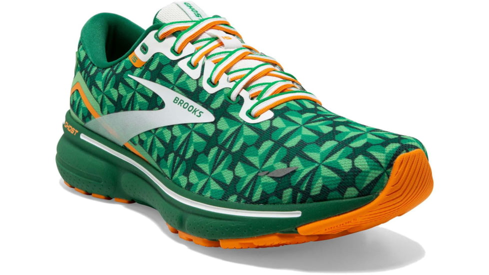 Brooks Ghost 15 Running Shoes - Mens, Green/White/Orange, 10.0, 1103931D371.100